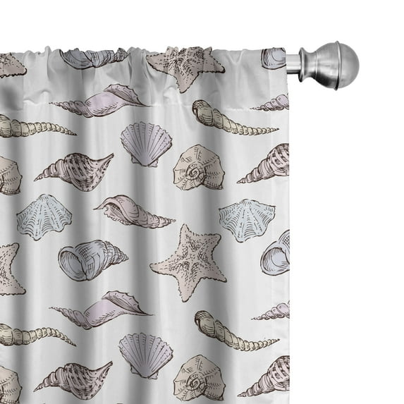 Ambesonne Sea Life Curtains, Seashell Sketches Pattern, Pair of 28"x63", Purple Multicolor