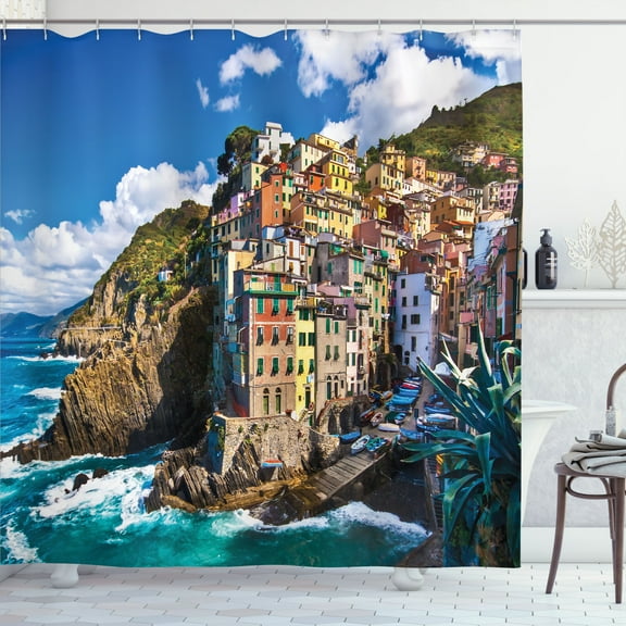 Ambesonne Sea Life Shower Curtain, Italian Mediterranean, 69"Wx75"L, Multicolor
