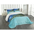 thumbnail image 1 of Ambesonne Sea Quilted Bedspread Set 3 Pcs, Relax Beach Resort Spa, King Size, Turquoise Blue Green, 1 of 5