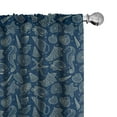 thumbnail image 1 of Ambesonne Sea Shells Curtains, Marine Inhabitants, Pair of 28"x95", Dark Blue Beige, 1 of 5