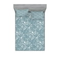 thumbnail image 1 of Ambesonne Sea Shells Fitted Sheet & Pillow Sham Set, Doodle Style Pattern, Queen, Blue Grey White, 1 of 2