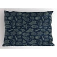 thumbnail image 1 of Ambesonne Sea Shells Pillow Sham, Marine Inhabitants, 36" X 20", Dark Blue Beige, 1 of 2