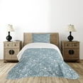 thumbnail image 1 of Ambesonne Sea Shells Quilted Bedspread Set 2 Pcs, Doodle Style Pattern, Twin Size, Blue Grey White, 1 of 3
