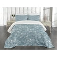 thumbnail image 1 of Ambesonne Sea Shells Quilted Bedspread Set 3 Pcs, Doodle Style Pattern, King Size, Blue Grey White, 1 of 3