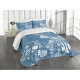 thumbnail image 1 of Ambesonne Sea Shells Quilted Bedspread Set 3 Pcs, Flowers and Fishes, Queen Size, Blue White, 1 of 5