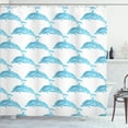 thumbnail image 1 of Ambesonne Sea Shower Curtain, Aqua Dolphins Leaves, 69"Wx75"L, Blue White, 1 of 3