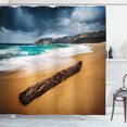 thumbnail image 1 of Ambesonne Sea Shower Curtain, Beach with Stormy Weather, 69"Wx84"L, Blue and Ginger, 1 of 5