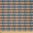 thumbnail image 1 of Ambesonne Sea Theme Fabric by the Yard Microfiber, 90's Retro School of Fish, 3 Yards, Petrol Blue Dark Peach, 1 of 2
