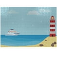 thumbnail image 1 of Ambesonne Sea Theme Jigsaw Puzzle Durable Cardboard, Lighthouse by the Beach, 1000 pcs, Pastel Yellow and Pale Blue, 1 of 5