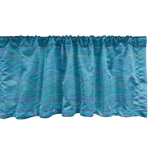Ambesonne Sea Valance Pack of 2, Unusual Waves Ocean River Art, 42"X12", Pale Blue Turquoise