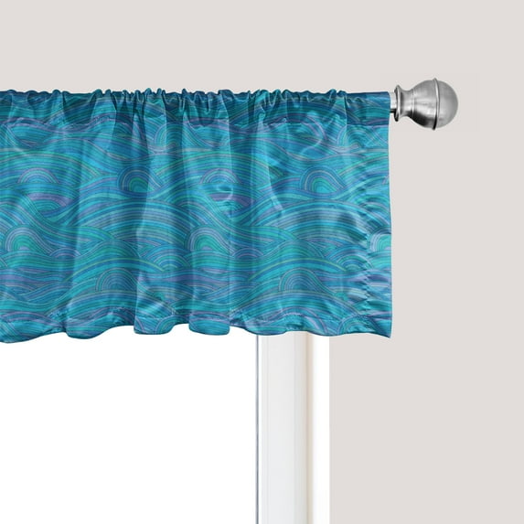 Ambesonne Sea Window Valance, Unusual Waves Ocean River Art, 54" X 18", Pale Blue Turquoise