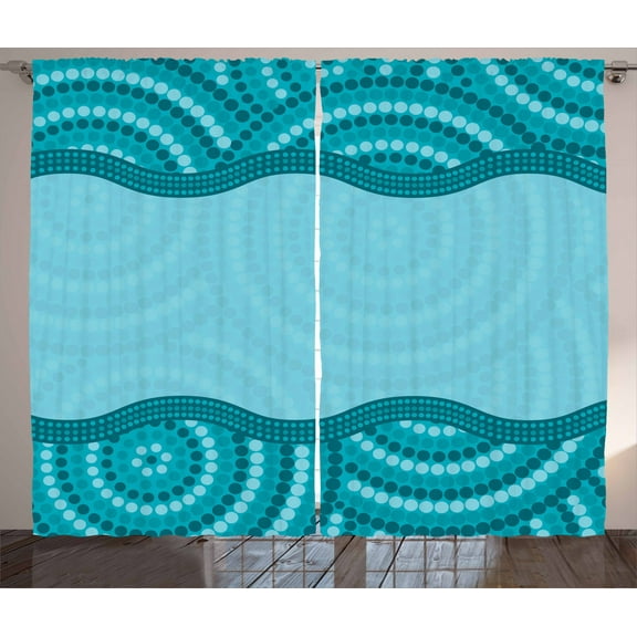 Ambesonne Seafoam Curtains 2 Panel Set, Tribal Dotted Pattern, 108" x 108", Teal Seafoam Petrol Blue