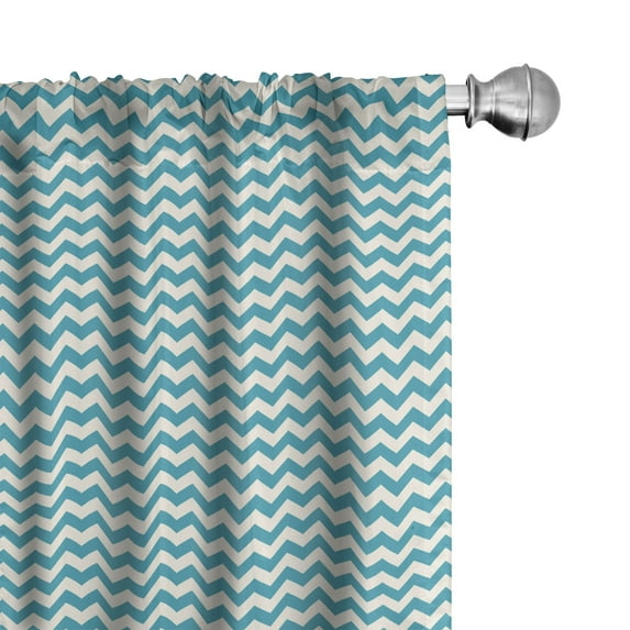 Ambesonne Seafoam Curtains, Abstract Chevron Lines, Pair of 28"x95", Beige Seafoam