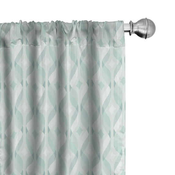 Ambesonne Seafoam Curtains, Tangled Lines Rhombus, Pair of 28"x95", Pale Blue Seafoam White