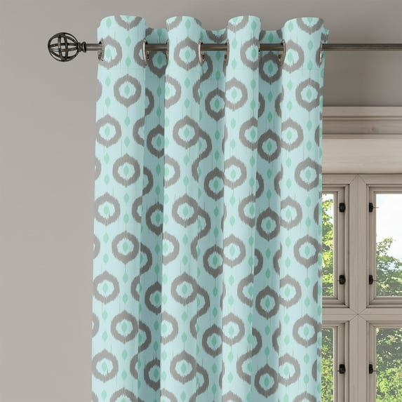 Ambesonne Seafoam Grommet Curtain Single Panel, Ikat Style Pattern, 50"x60", Seafoam Sea Green Taupe