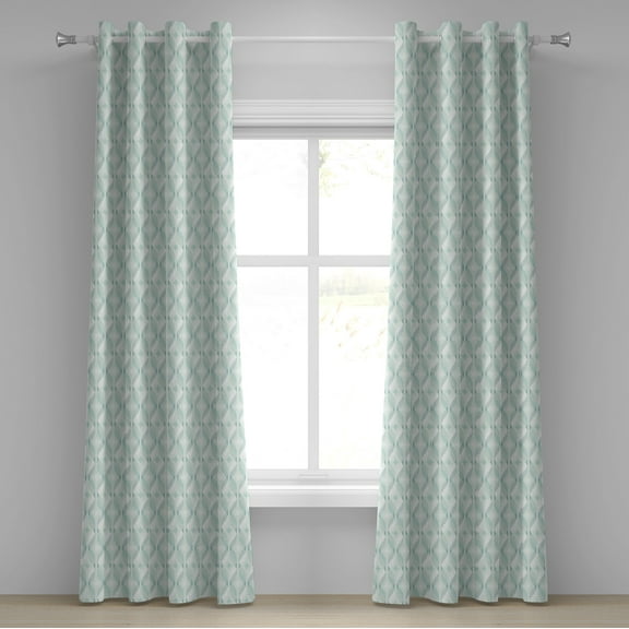 Ambesonne Seafoam Grommet Curtain, Tangled Lines Rhombus, 50" x 120", Pale Blue Seafoam White