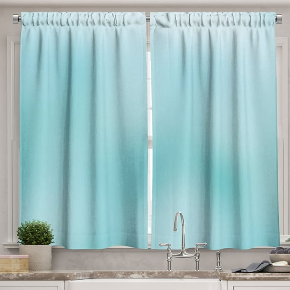 Ambesonne Seafoam Kitchen Curtains, Abstract Blurred Design, 55"x39", Seafoam