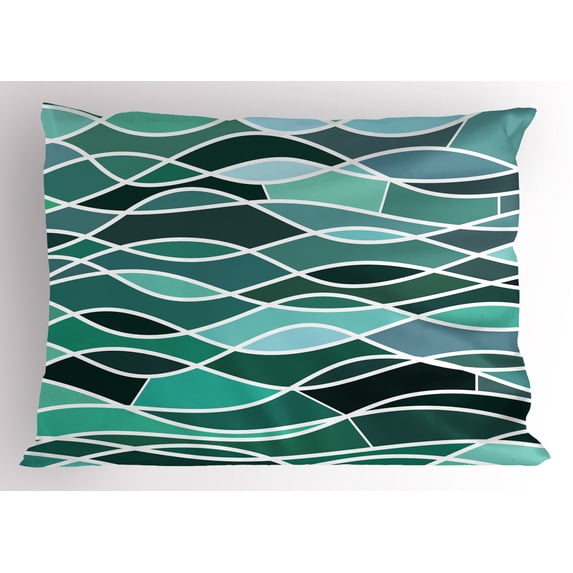 Ambesonne Seafoam Pillow Sham, Stained Glass Composition, 26" X 20", Multicolor