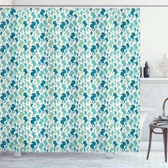 Ambesonne Seahorse Shower Curtain, Silhouette Sea Horse, 69"Wx70"L, Sea Green Seafoam