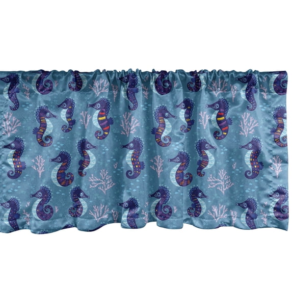 Ambesonne Seahorse Window Valance, Fantasy Undersea Life, 54" X 12", Multicolor