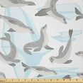 thumbnail image 1 of Ambesonne Seal Fabric by the Yard Microfiber, Repetitive Sea Animal Pattern, 1 Yard, Soft Blue Grey, 1 of 2