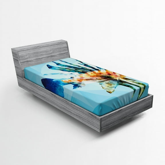 Ambesonne Sealife Fitted Sheet, Ornamental Fish Style, Twin Size, Blue and Sky Blue