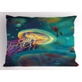 thumbnail image 1 of Ambesonne Sealife Pillow Sham, Submarine Jellyfish, 26" X 20", Teal Purple, 1 of 2