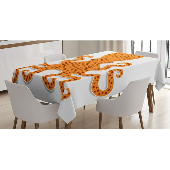 Ambesonne Sealife Tablecloth Rectangular Table Cover, Octopus Marine Mosters, 60"x84", Orange