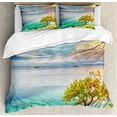 thumbnail image 1 of Ambesonne Seascape Duvet Cover Sets, Abandoned Island Ocean, 2-King, Aqua Turquoise and Green, 1 of 7