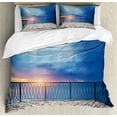 thumbnail image 1 of Ambesonne Seascape Duvet Cover Sets, Balcony View Landscape, 2-King, Pale Blue White, 1 of 3