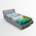 thumbnail image 1 of Ambesonne Seascape Fitted Sheet, Abandoned Island Ocean, Twin Size, Aqua Turquoise and Green, 1 of 2