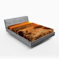 thumbnail image 1 of Ambesonne Seascape Fitted Sheet, Ocean with Rocks at Sunset, Full Size, Orange and Amber, 1 of 3