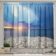 thumbnail image 1 of Ambesonne Seascape Kitchen Curtains, Balcony View Landscape, 55"x39", Pale Blue White, 1 of 3
