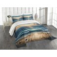 thumbnail image 1 of Ambesonne Seascape Quilted Bedspread Set 3 Pcs, Fish Eye Effect Oceanic, Queen Size, Blue Pale Brown, 1 of 5