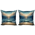 thumbnail image 1 of Ambesonne Seascape Throw Pillow Cover 2 Pack, Fish Eye Effect Oceanic, 16", Blue Pale Brown, 1 of 7