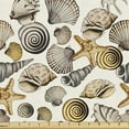 thumbnail image 1 of Ambesonne Seashells Fabric by the Yard Upholstery, Beachy Starfish Aura Art, 5 Yards, Eggshell Beige Mustard, 1 of 5