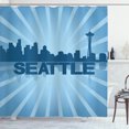 thumbnail image 1 of Ambesonne Seattle Skyline Shower Curtain, Shadowy Silhouette, 69"Wx70"L, Sky Blue and Dark Blue, 1 of 4