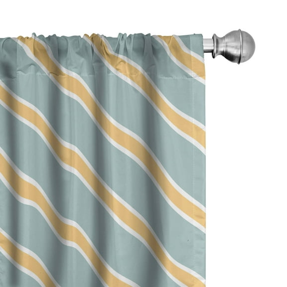 Ambesonne Shabby Flora Curtains, Bold Thin Stripes, Pair of 28"x84", Almond Green Apricot