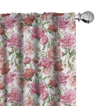 Ambesonne Shabby Flora Curtains, Spring Garden Roses, Pair of 28"x63", Pale Pink Hot Pink
