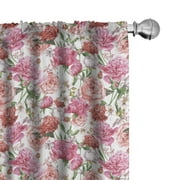 Ambesonne Shabby Flora Curtains, Spring Garden Roses, Pair of 28"x84", Pale Pink Hot Pink