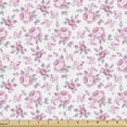 thumbnail image 1 of Ambesonne Shabby Flora Fabric by the Yard Upholstery, Pink Roses Spring, 10 Yards, Pale Pink White Grey, 1 of 4