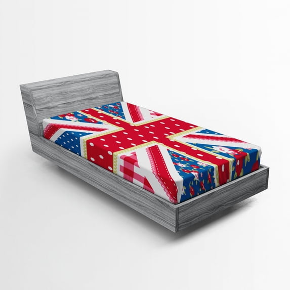 Ambesonne Shabby Flora Fitted Sheet, British Flag Floral, Twin Size, Multicolor