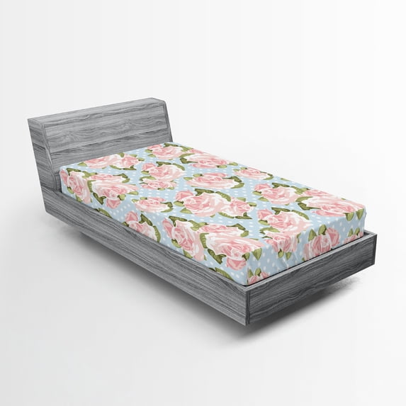 Ambesonne Shabby Flora Fitted Sheet, English Garden Plant, Twin XL Size, Multicolor