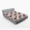 thumbnail image 1 of Ambesonne Shabby Flora Fitted Sheet, Flower Roses Buds, Full Size, Olive Green Maroon, 1 of 3