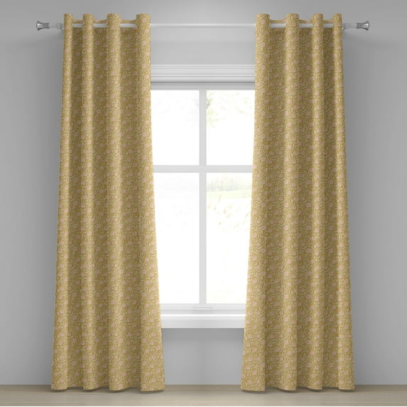 Ambesonne Shabby Flora Grommet Curtain, Romantic Rose Petal, 50" x 120", Pink and Yellow