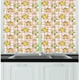thumbnail image 1 of Ambesonne Shabby Flora Kitchen Curtains, Roses on Plaid Back, 55"x45", Coral and Olive Green, 1 of 1