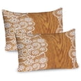 thumbnail image 1 of Ambesonne Shabby Flora Pillow Sham 2 Pack, Lace Wooden Retro, 26"x20", Pale Caramel White, 1 of 3