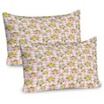 thumbnail image 1 of Ambesonne Shabby Flora Pillow Sham 2 Pack, Roses on Plaid Back, 30"x20", Coral and Olive Green, 1 of 3