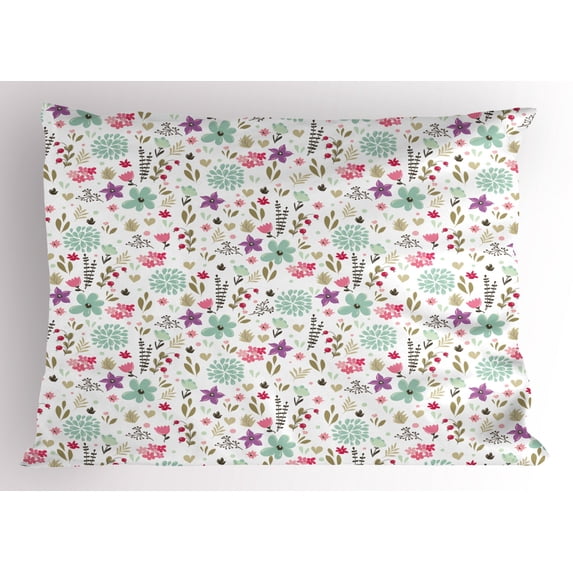Ambesonne Shabby Flora Pillow Sham, Country Nature Leaf, 26" X 20", Multicolor