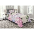 thumbnail image 1 of Ambesonne Shabby Flora Quilted Bedspread Set 2 Pcs, Bride Hydrangeas, Twin Size, Purple and Pale Pink, 1 of 3